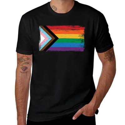 Lgbtq Progress Pride Flag Vintage Paint Gay Transgender Queer Tshirt Casual Fashion Print Tee Top