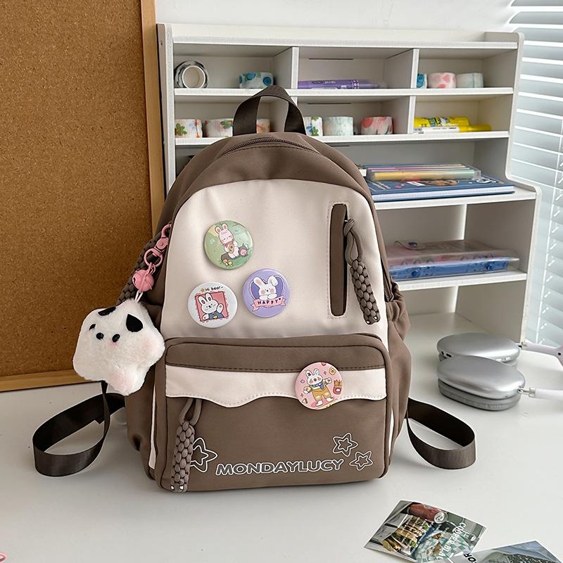 High-value schoolbag for girls, junior high school students, large-capacity backpack, dopamine soft girl travel backpack