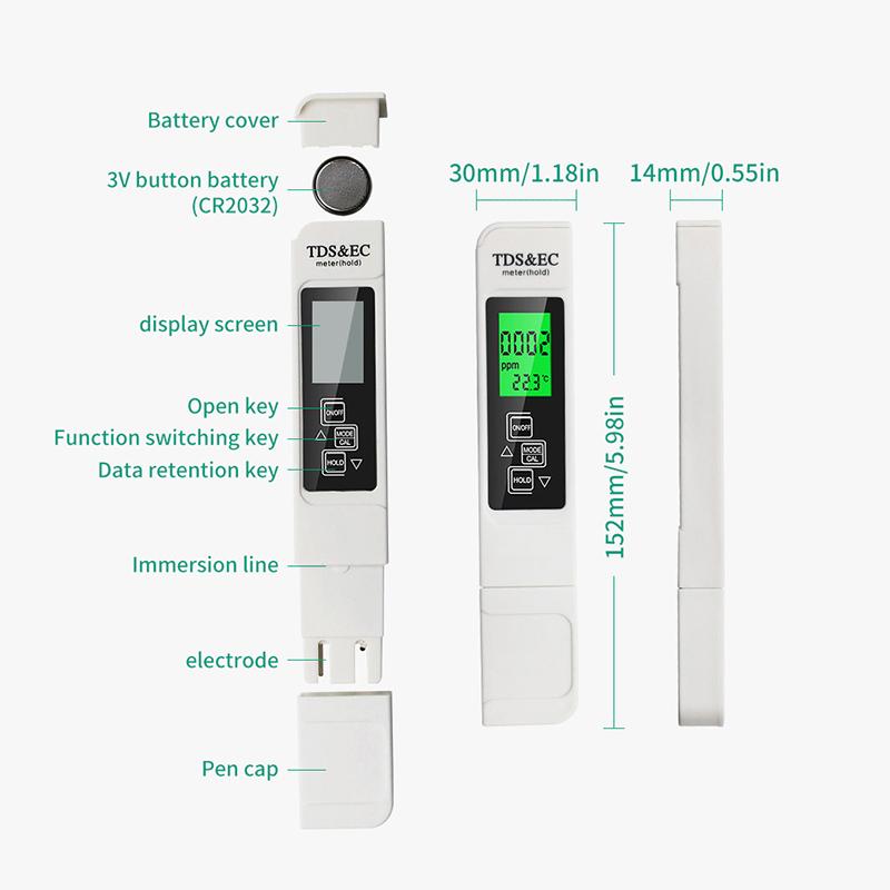Professional 3 In 1 Tester Water Meter Tds Ec Temperature Meter Digital Lcd Water Testing Pen Purity Filter Water Quality