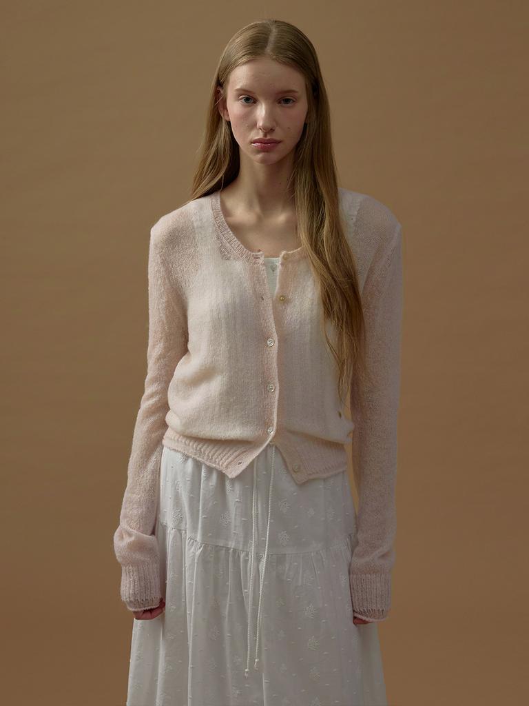 MOAT Mohair Sheer Cardigan (Soft Pink)