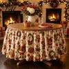 Festive Table Decor for Winter Events Christmas Skirt 70.9×29.5 Inch Round Cloth Vintage Snowy Snowman Decorations Scene Gnome Print Cover