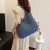 Women Straw Tote Handbag Large Capacity Vintage Shoulder Bag Solid Color Crochet Beach Handbag Ladies Summer Daily Bag
