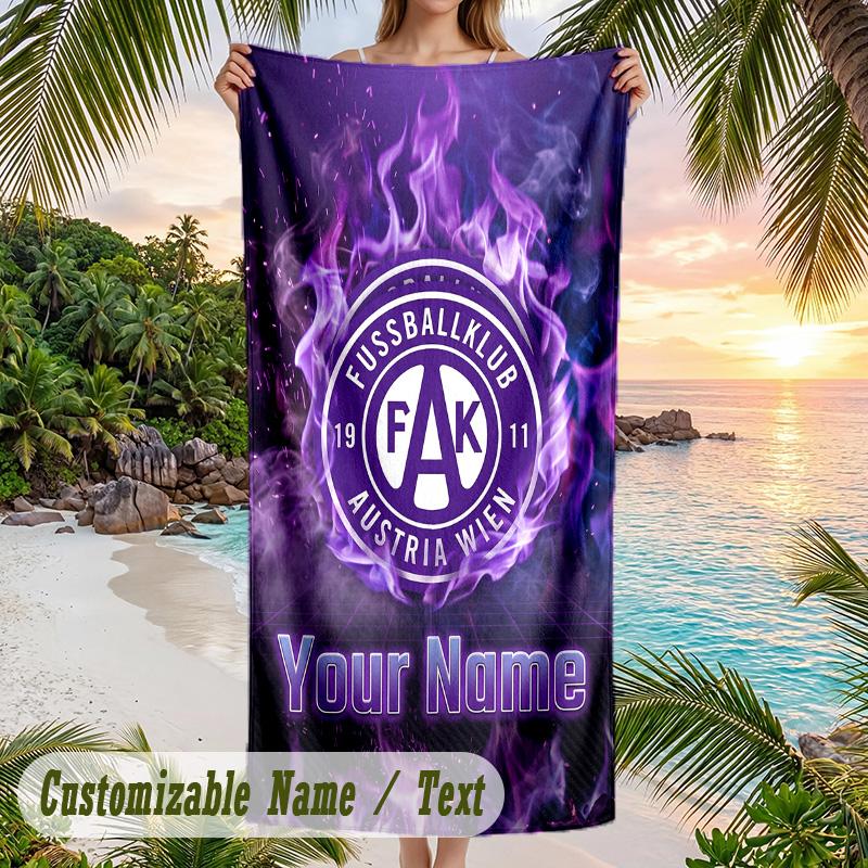 Beach Towel Austria Wien FC Print Custom Name Text Soft Towel for Swimming Pool
