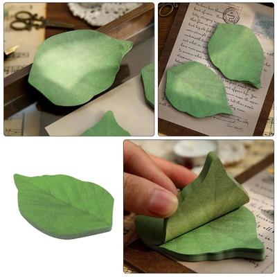 50 Sheets/book of Green Leaf Design Memos Green Leaf Theme Strong Adhesive Durable Office Home Memo Supplies