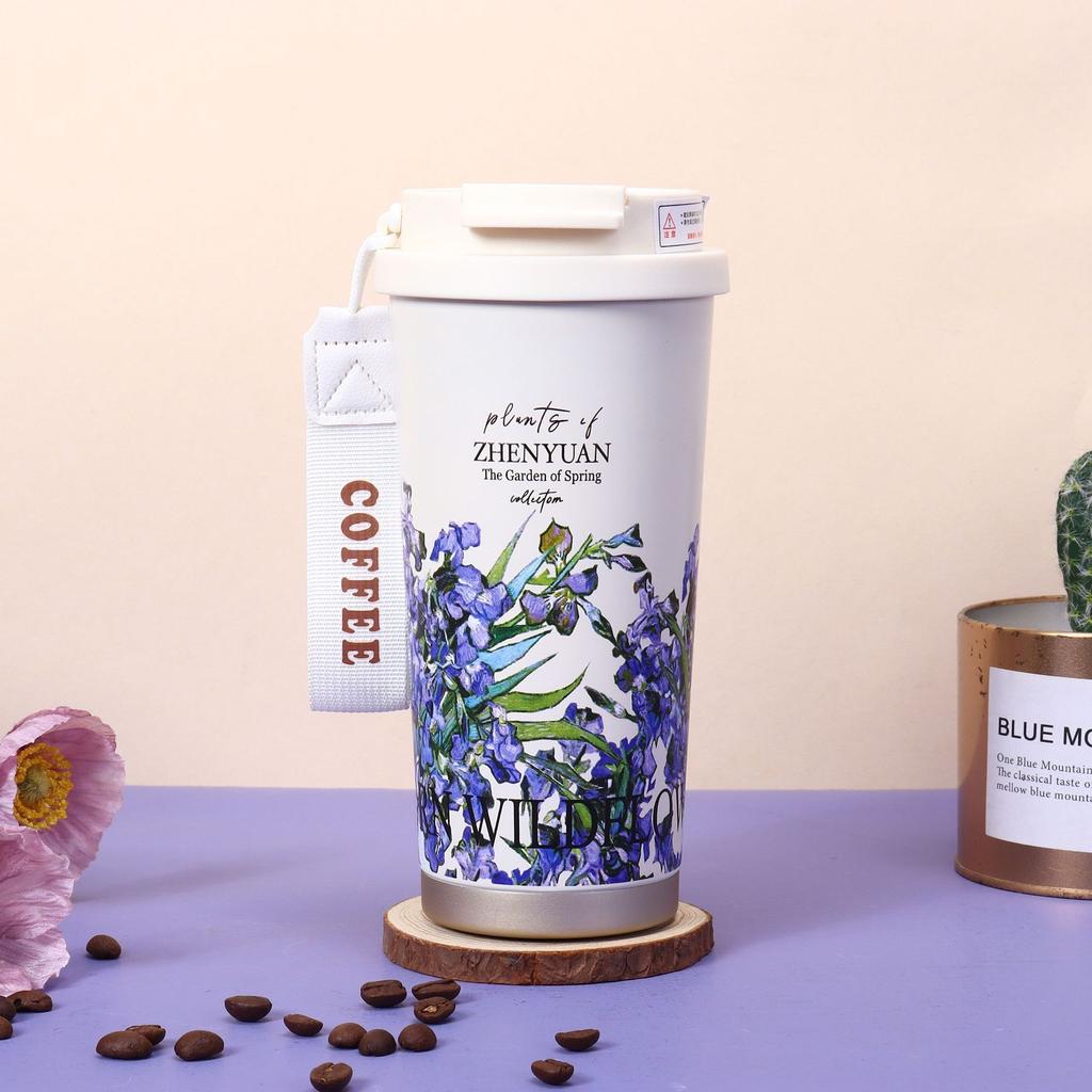 316 Stainless Steel Tumbler  Coffee&Cold Cup Large Capacity Insulated Travel Mug Portable with Carry Strap for Hot & Cold Drink