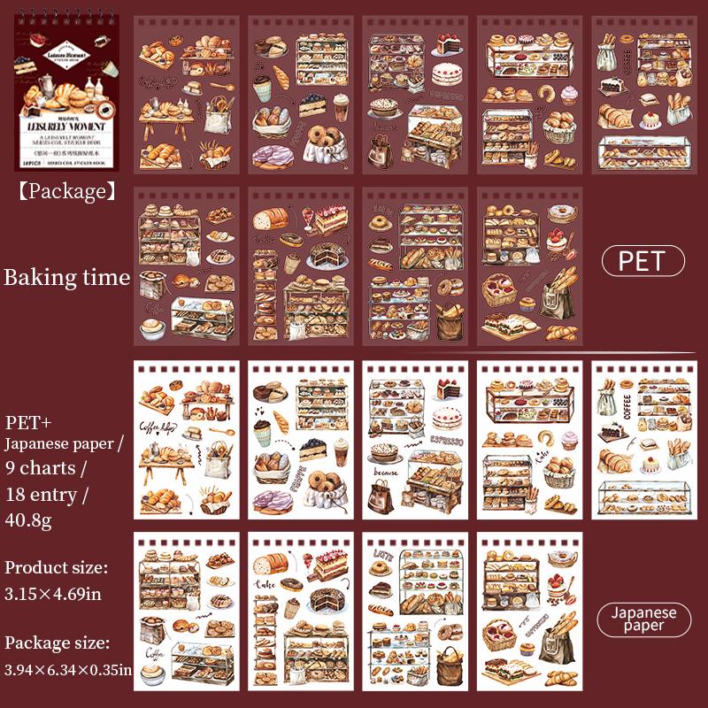 18 Sheets/book Vintage Lifestyle Dual-Material Coil Sticker Book Hand Account Backgrounds Stickers Greeting Card DIY Decorative