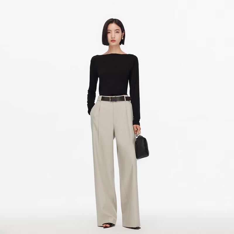 VEROMODA Women's High-Waist Straight-Leg Casual Pants with Contrast Belt