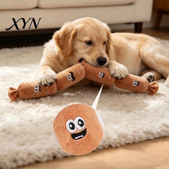 Wear-resistant Pet Chew Toy Dog Squeaky Plush Toy, Long Sausage Shape with BB Sound, Durable Bite Resistant for Small Medium Dogs, Interactive