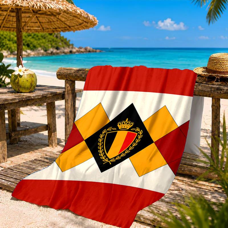 Belgian Football Association Emblem Beach Towel, Quick-drying, Easy to Care for, Suitable for Both Fitness and Beach Vacations,Sports Essential