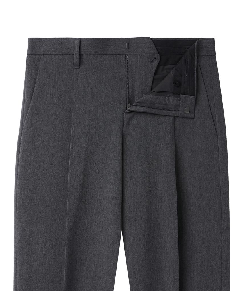 Musinsa Standard Narrow Belt One-Pleat Wide Slacks [Medium Gray]