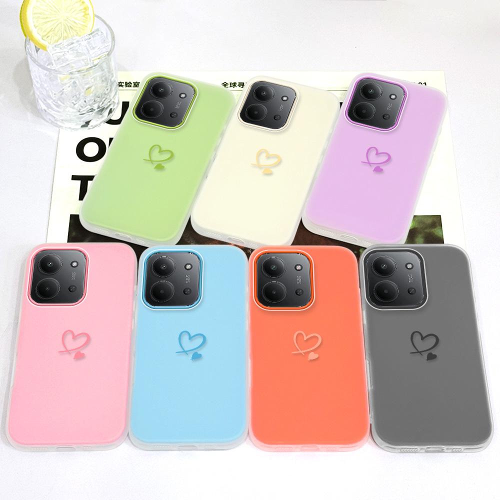 Simple Love Heart Phone Case For Xiaomi Redmi 15C 15 14C 13 13C 12 12C 10 9 9A 9C 9T A5 A3 A2 A1 4G 5G Candy Colored Cover