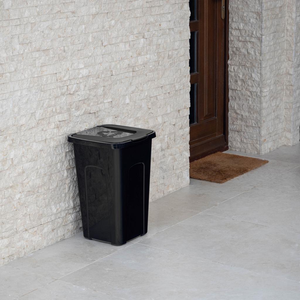 KADAX Trash Can Waste Container for Sorting 50L Bucket Black Container