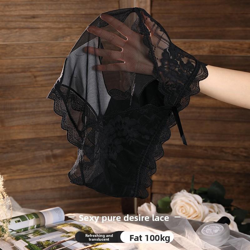 Large Size Women Summer Pure Sexy Lace Hollow Mesh Cotton 10A Anti Bacterial Briefs