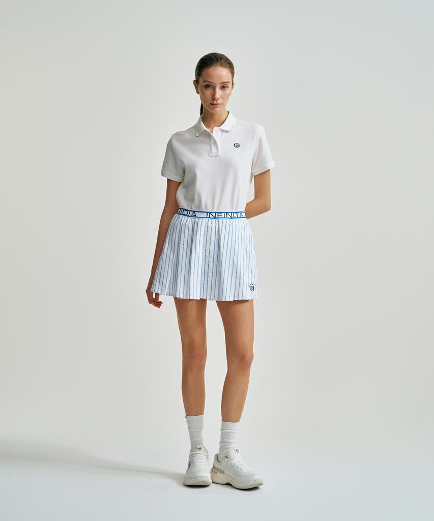 SERGIO TACCHINI W Colonna Striped Flare Skirt (Blue)