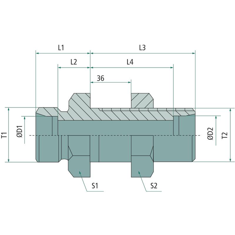 Connector threaded straight connection X-SV 12 400 24 12 17 GRANITE