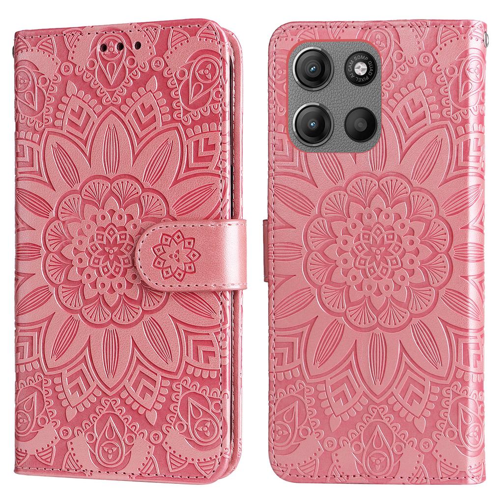 Wallet Case for Motorola Moto G15 4G/G15 Power 4G Leather Phone Cover Sunflower Imprint