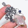 Natural Moss Agate, Lapis 925 Sterling Silver Jewelry Pendant 3.27" F4P13
