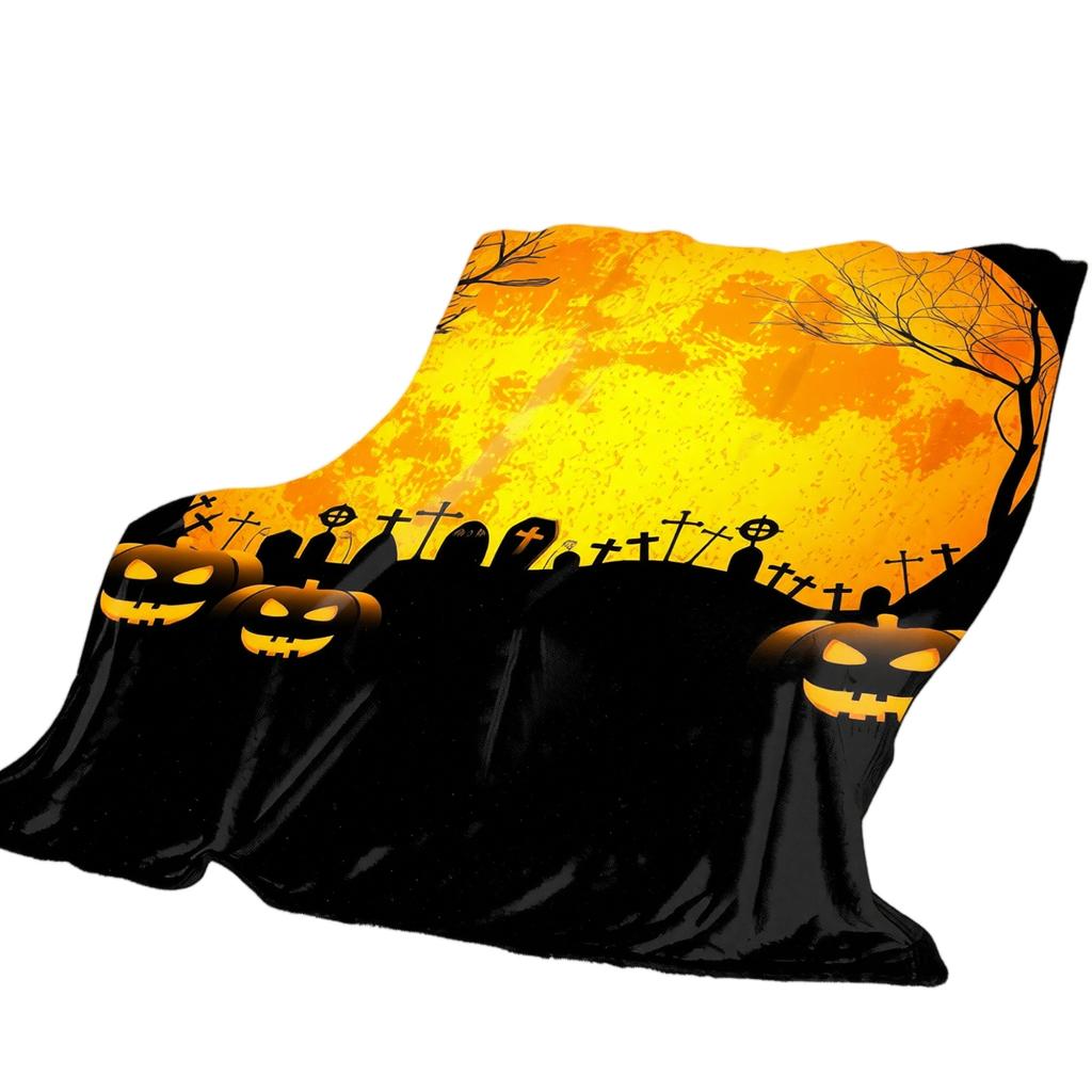 Halloween Flannel Throw Blanket for Couch, Cozy Holiday Decor for Bed and Sofa