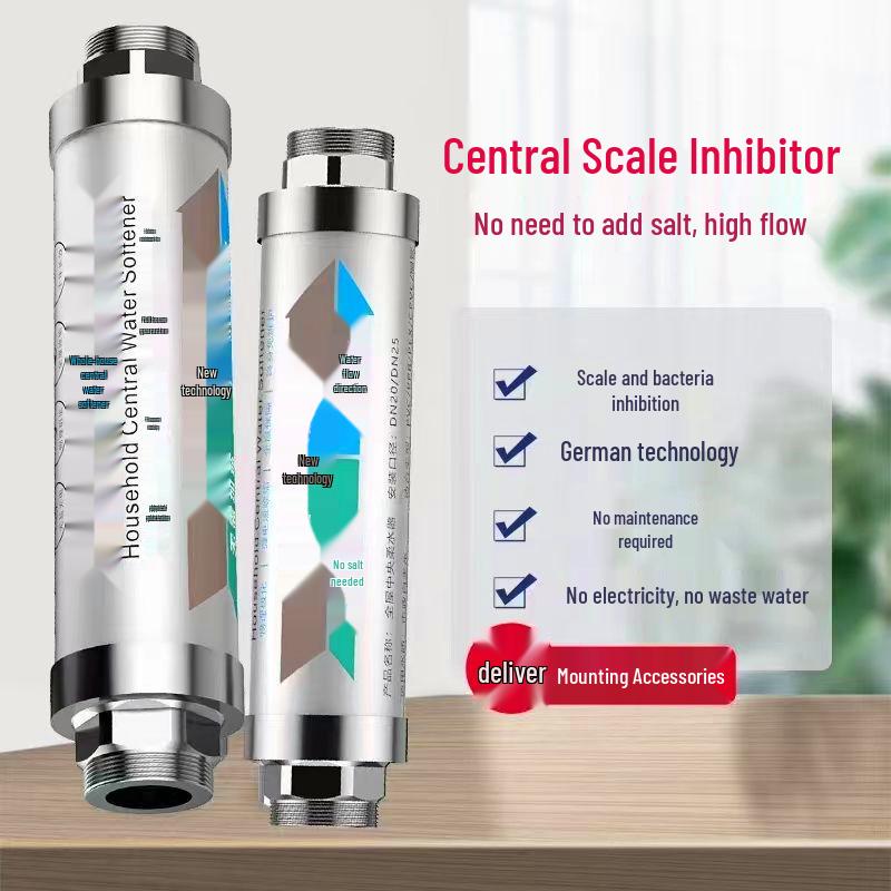 Central Flow Scale Inhibiting Salt-Free Water Softener with Pre-Filter for Whole House