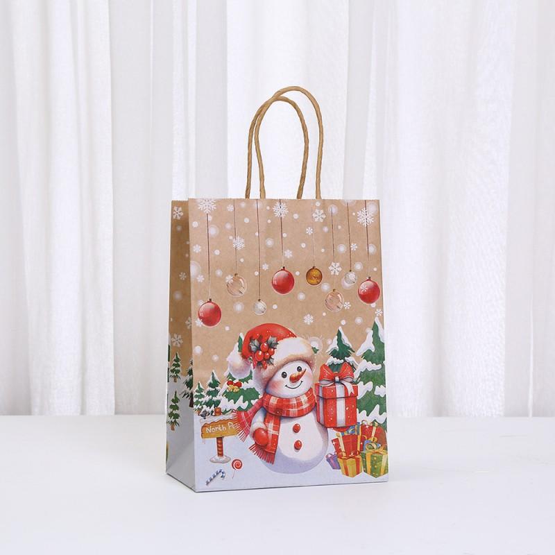 Gingerbread Man Printed Kraft Paper Gift Bag Christmas Party Favors Holiday Present