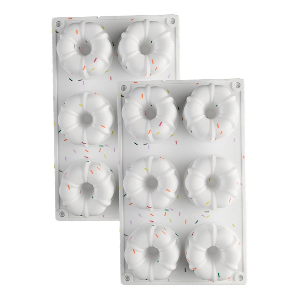 6 Holes Silicone Muffins Donut Mold with Metal Reinforced Frame Doughnut Bagel Molds Non-Stick DIY Donut Maker Bakeware Tools