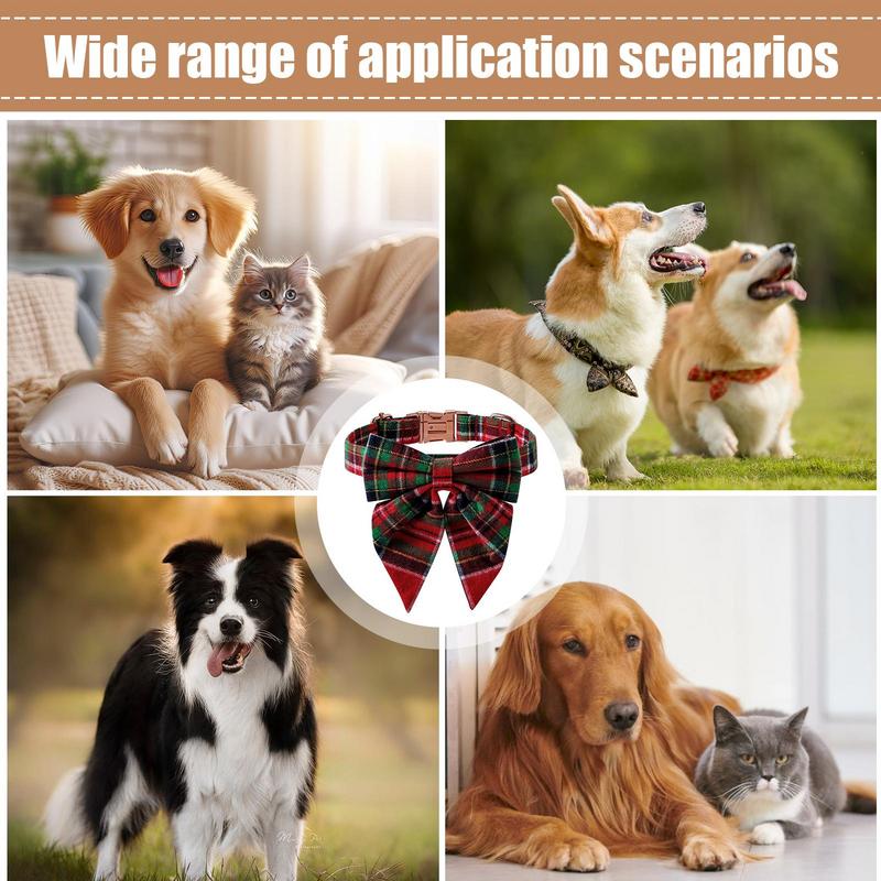 Dog Bow Tie Classic Plaid Bowknot Pet Collars Dog Bow Tie Cute Adjustable Holiday Dog Collars Bow Tie Dog Collars for Puppy Cat