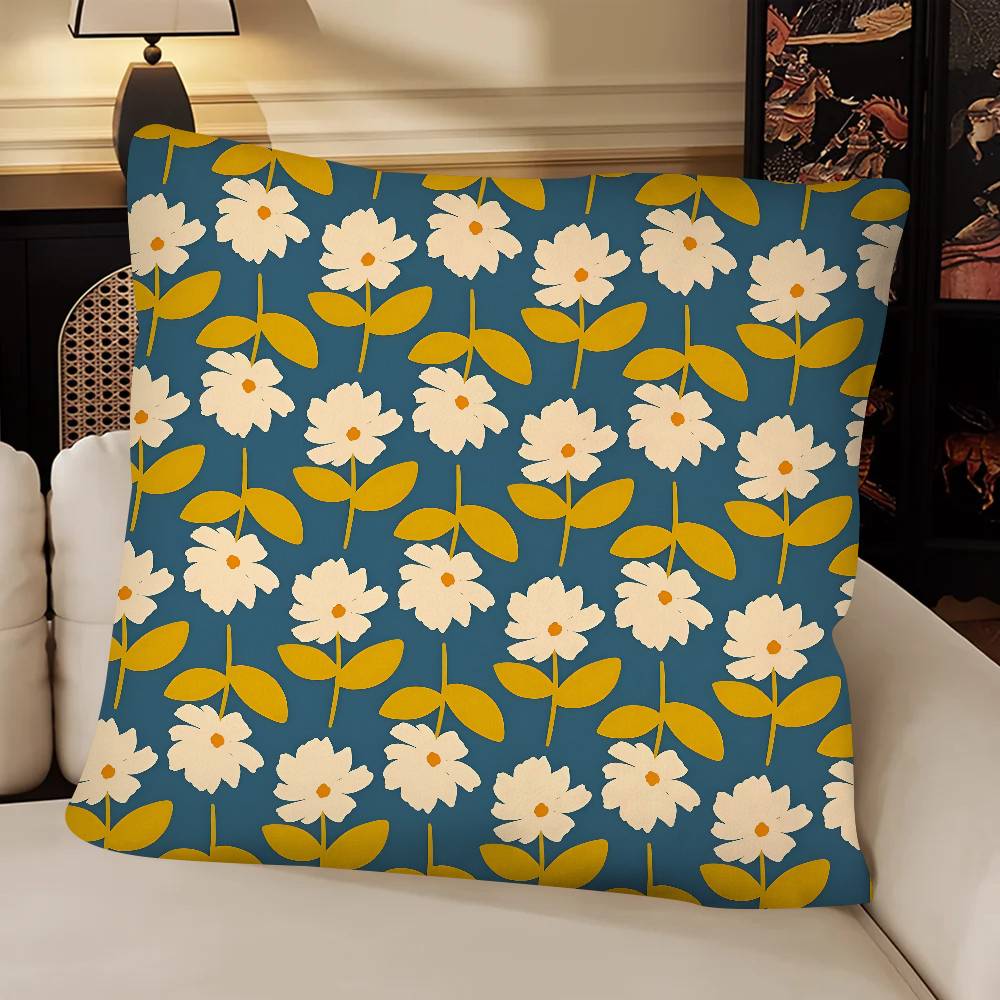 Flowers Pillow Case Fashion Square Pillowcase Bedroom Sofa Room Ins Decoration Leisure