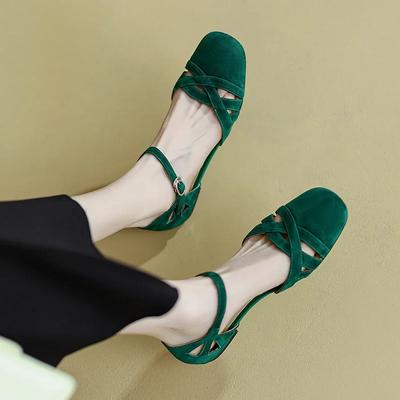 Modische Damenschuhe 2024 Runde Zehenpartie Atmungsaktive Sandale für Frauen Mit Klaren Absätzen Luxuriöser Komfort Mädchen Beige Mittel Sommer Block Niedrig