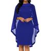 Dress Mesh Stitching Slim-fit Polyester Women Fashion Cape Dress for Banquet
