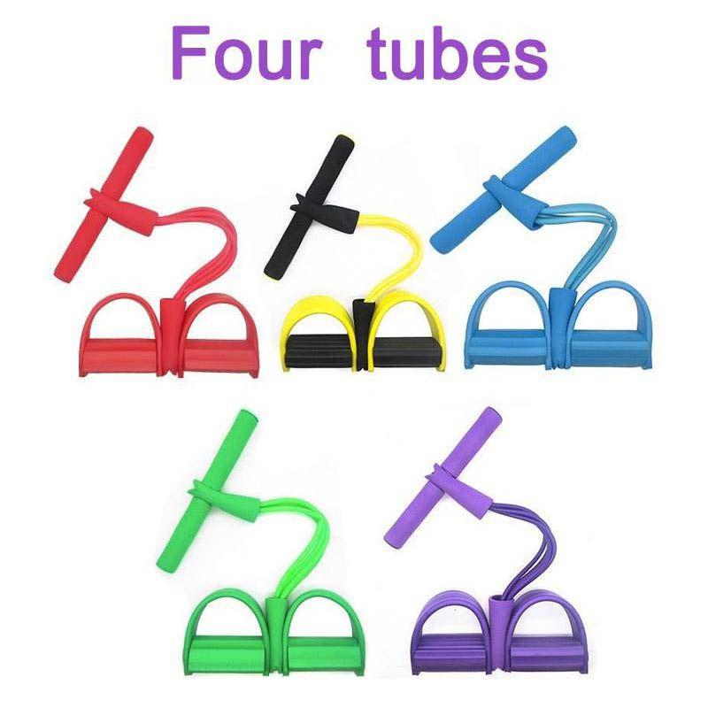 Durable Fitness Gum 4 Tube Resistance Bands For Effective Sit-up Pull Rope Exercises