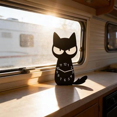 Cat Clock Decorative Animal Silent Modern Cartoon Compact Acrylic Home Decoration Ornament for