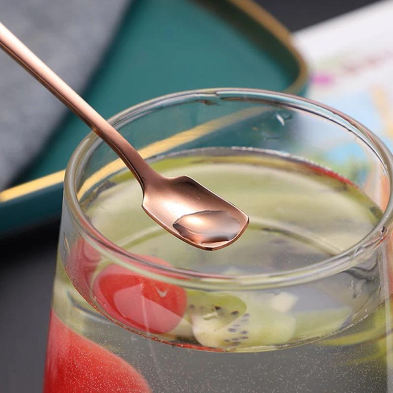 1 linguriță cu cap pătrat din oțel inoxidabil, tacâmuri cu mâner lung, linguri de cafea, ceai, desert, înghețată, mini linguriță veselă de bucătărie