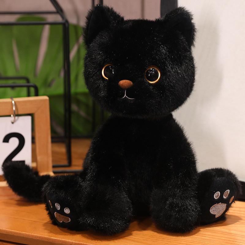 Милая Мультяшная Плюшевая Игрушка Кот Девон Рекс Для Детей Мягкая Кукла Животное Подарок Для Девочек 23cm  чёрный