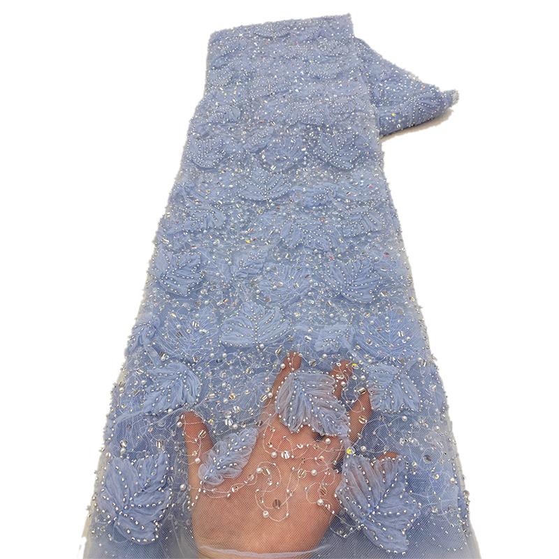 High Quality African Tube Beaded Sequin Lace Fabric Sequin Embroidery French Tulle Lace Nigerian Wedding Dress Cheongsam Fabric
