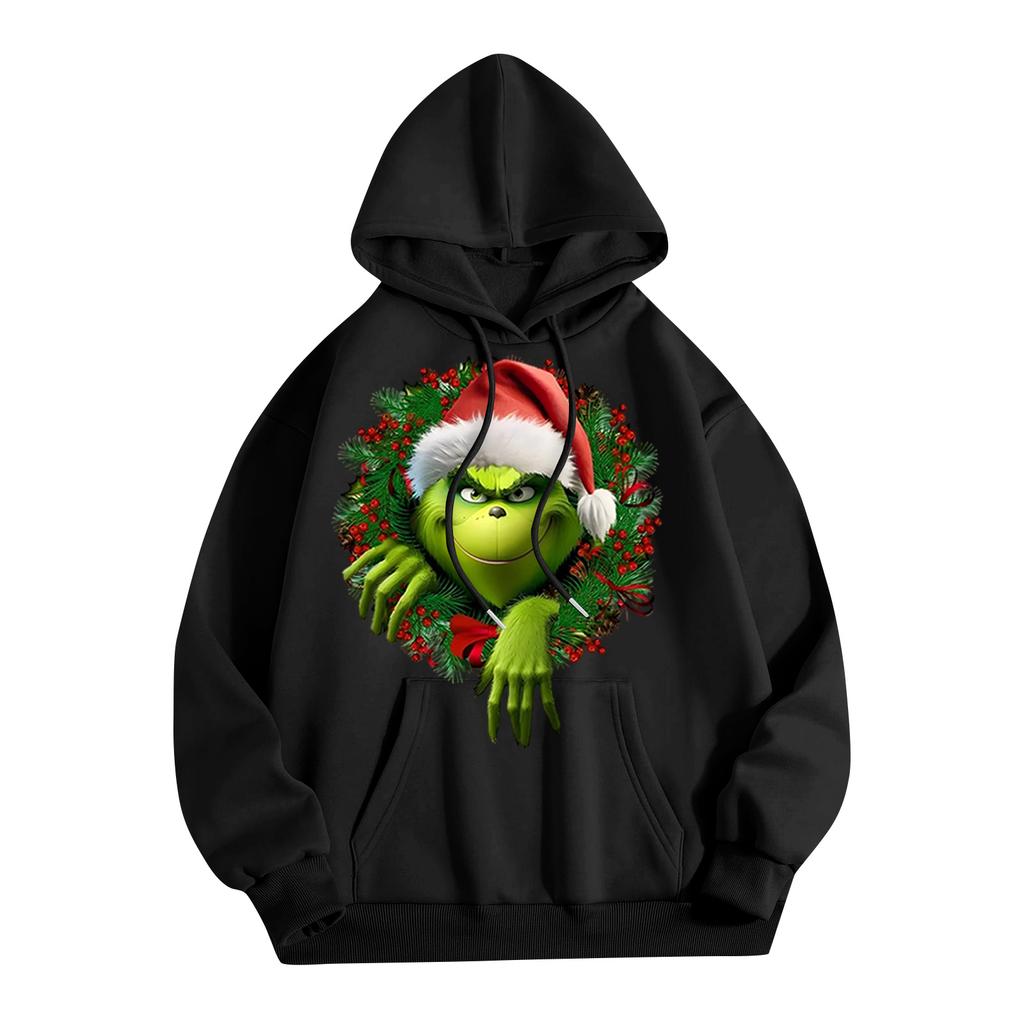 Women's Casual Fashion Christmas Printed Letters Casual Hooded Sweatshirt With Pockets