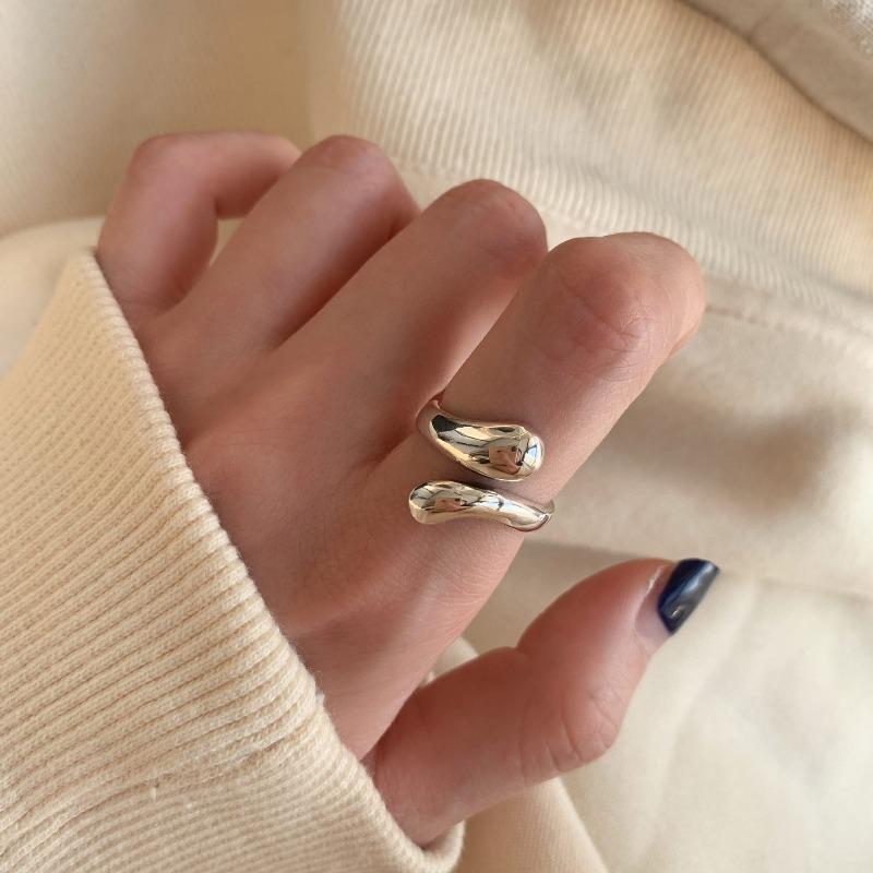 925 Sterling Silver Retro Plain Silver Ring for Women Does Not Fade, Light Luxury, High-end Sense, Versatile Opening Fashion Personality Ring
