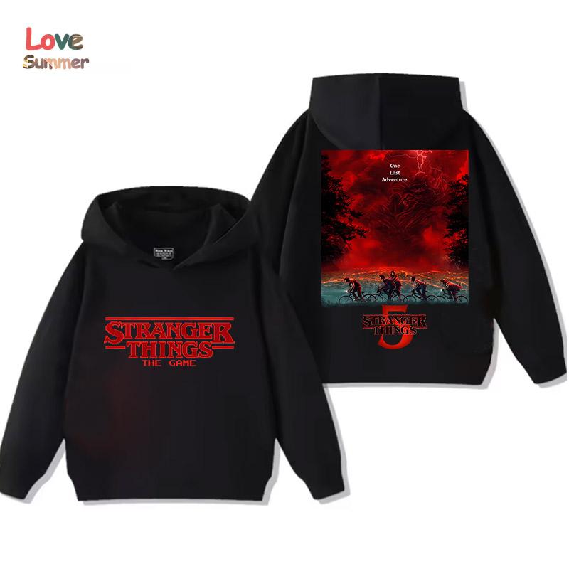 Stranger Things 5 Kinder Hoodie Jungen Pullover Mädchen Beliebt 2025 Hoodies Bedruckte Hoodies Lange Ärmel Kinder Tops Kinder Sweatshirts