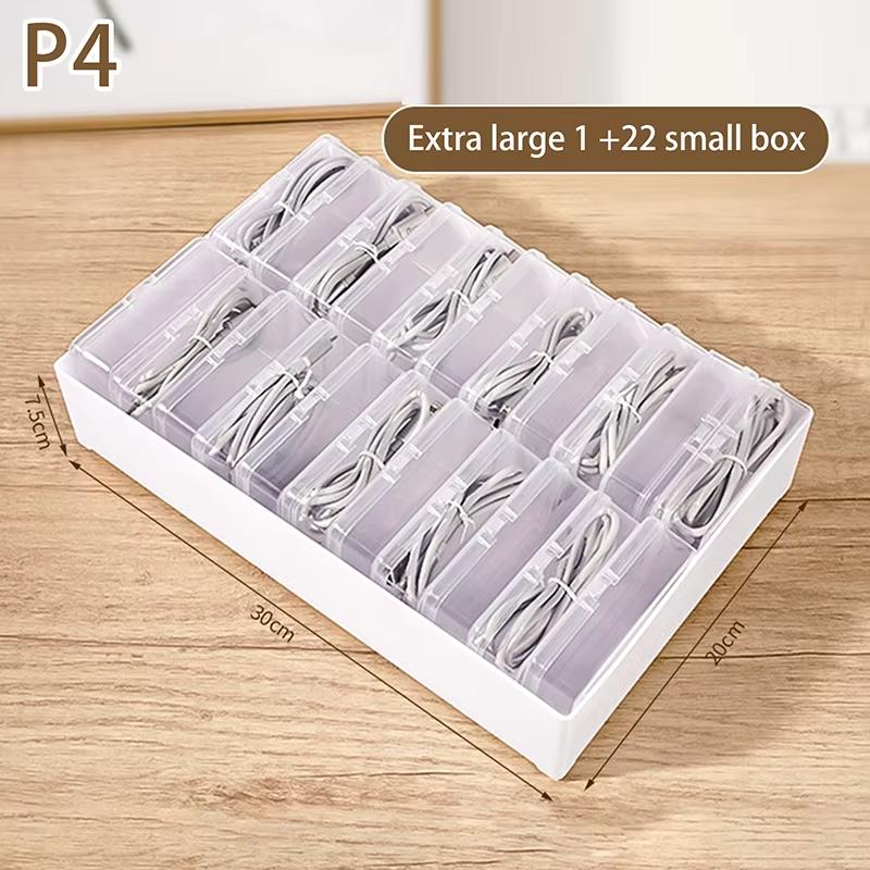 1pc Data Cable Storage Box Household Mobile Phone Charger Dust-proof Storage Box Desktop Cable Manager Desktop Organizer