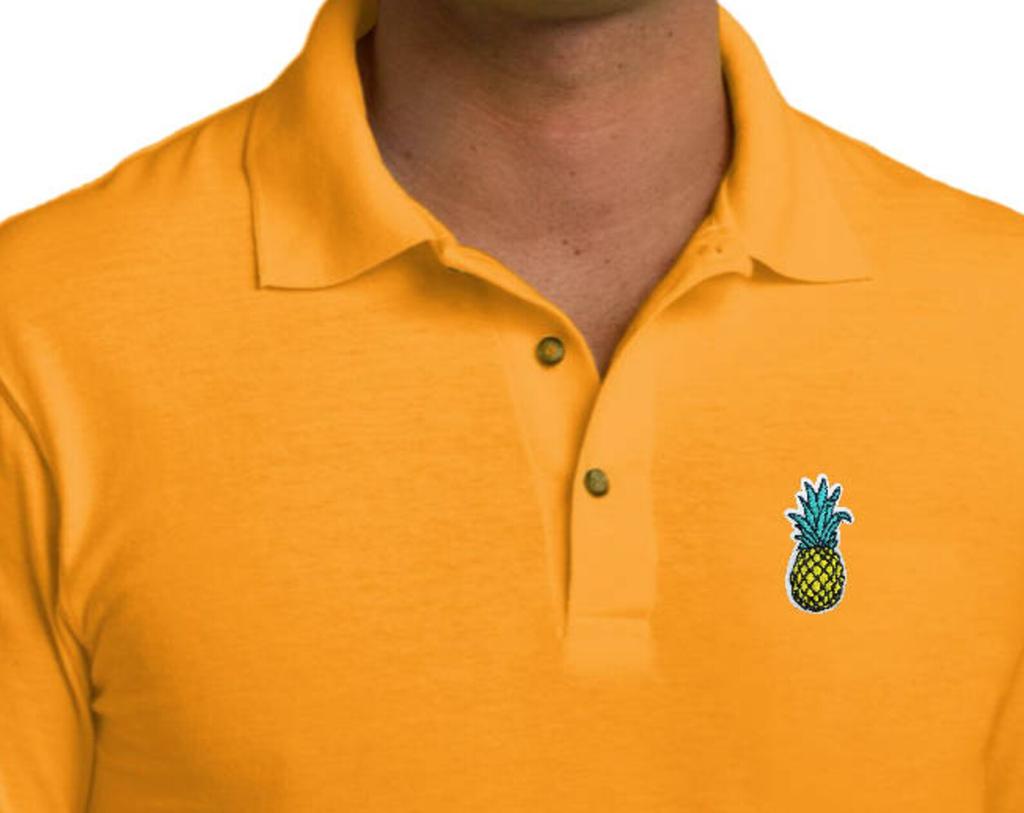 Men's Pineapple Patch Pocket Print Pique Polo Tee T-Shirt PINEPATCH-PP-KP150