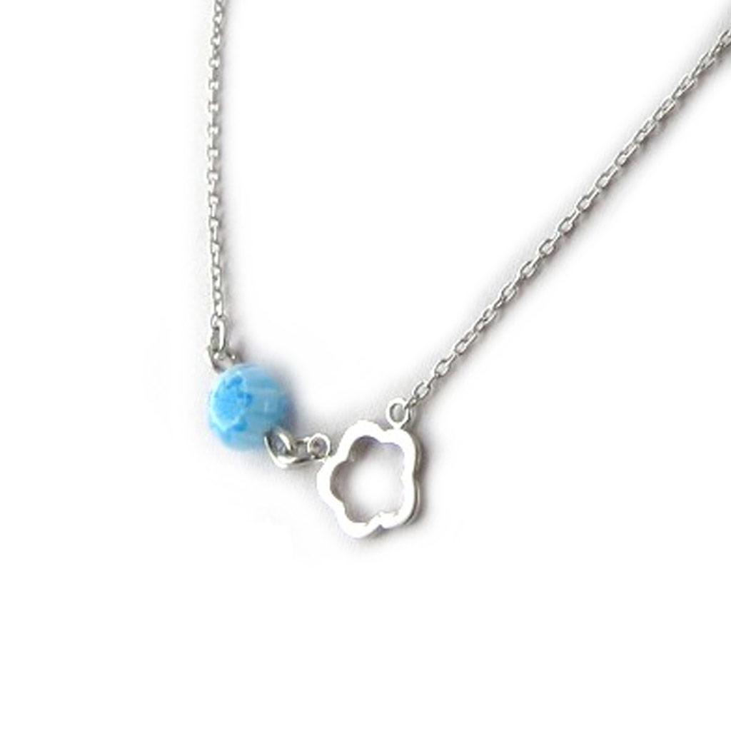 Les Trésors De Lily [K9650] - Silver Necklace 'Flora' Turquoise Silver