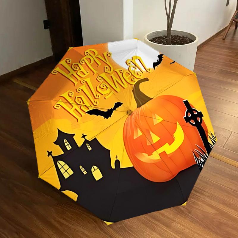 

1pc Halloween Pumpkin Automatic Open/Close Umbrella, Folding Compact Umbrella with Lightweight Design for Women/Men yy251011096