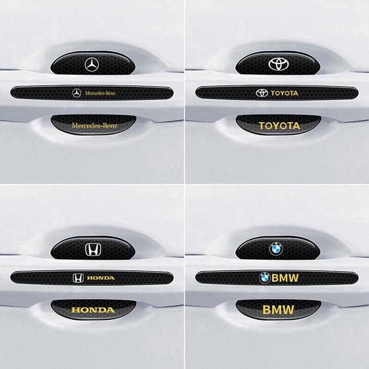 Black Reflective Rhombus Car Door Handle Protector: Anti-collision, Anti-scratch, Wear-resistant Sticker