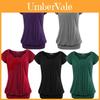 Elegant Women's Fashion Summer V-neck Short Sleeve Pleated Loose Blouse Plus Size
