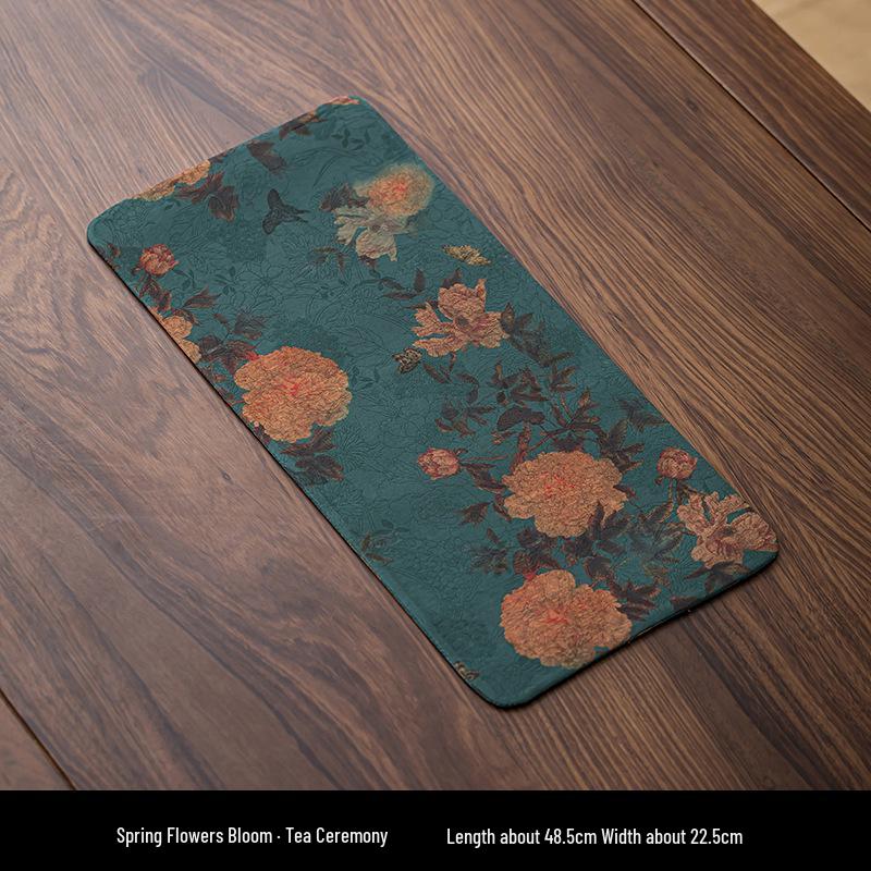 Xiangyunsha Double-Sided Waterproof Zen Tea Mat - High-End Chinese Style Dry Brew Tray Cloth
