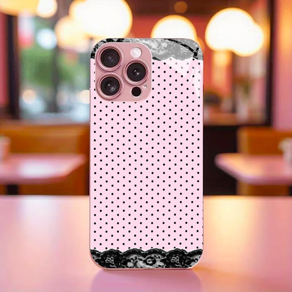 Modern Pink Polka Dot phone case for iphone 17 case for iphone 17 pro max cover Glass for iPhone 17 16 15 14 13 12pm Pro Plus
