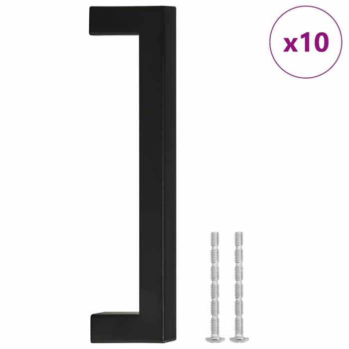 VidaXL Poignées d'Armoire 10 pcs, Poignées de Placard, Poignées en Forme de T Cuisine Maison Intérieur, Noir 128 mm Acier 155398