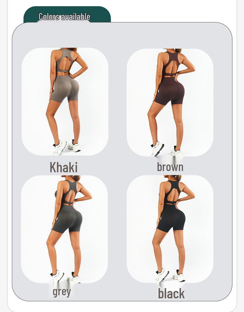 Women's High-Waisted Butt-Lifting Yoga Set: Slimming Three-Quarter Pants & Backless Push-Up Bra