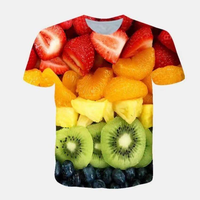 2024 Summer Best-Selling Cross-Border Men Best Selling T-shirt Fruit Short Sleeve 3D Digital Print Tops
