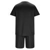 2Pcs/Set Men Sports Suit O-Neck Short Sleeve T-shirt Elastic Waist Wide Leg Shorts Set Solid Color Waffle Fabric Sportswear