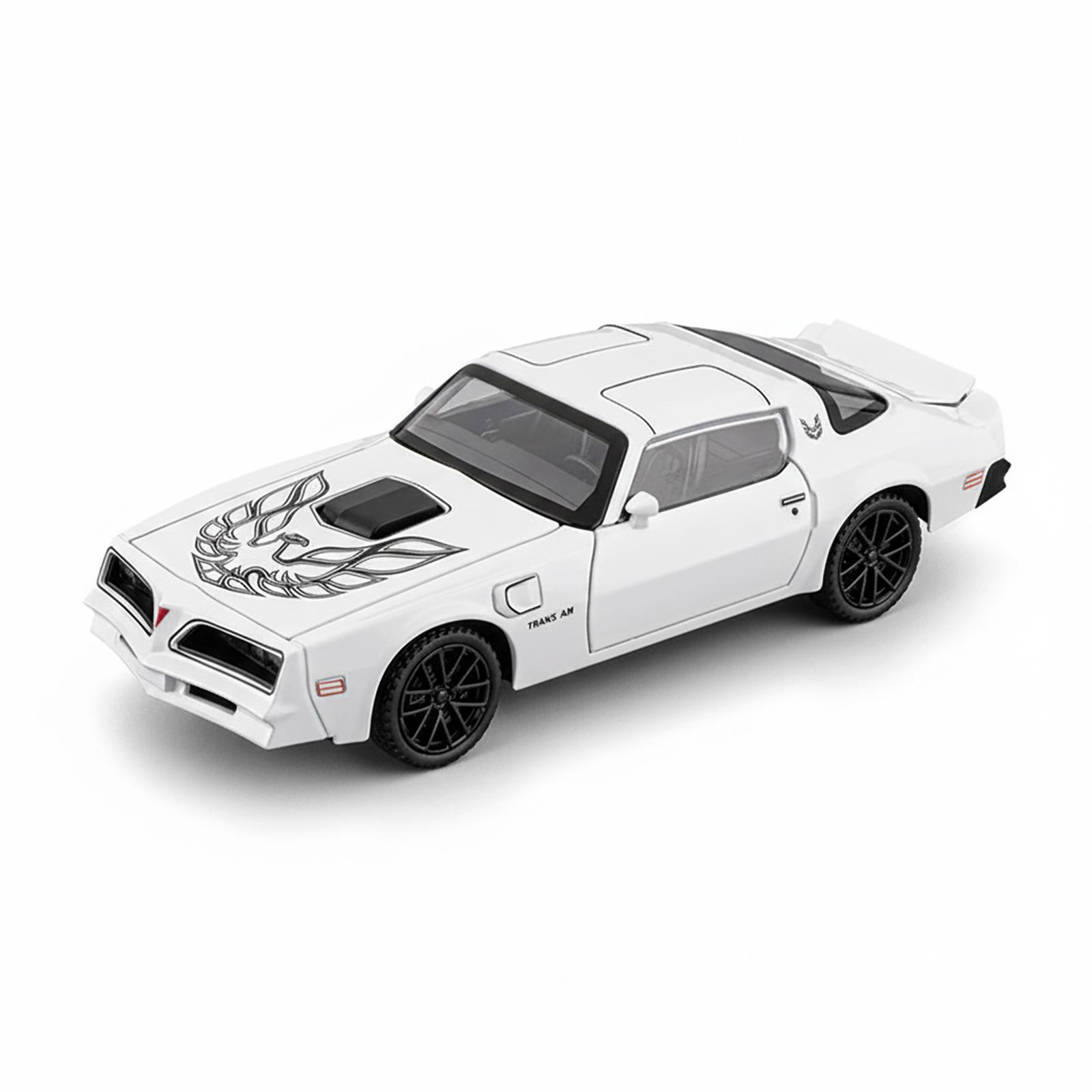 

НОВЫЙ 1/32 Модель маслкара Pontiac Firebird из сплава со звуком и светом, инерционная, детская игрушка, коллекционный предмет, подарок на день рождения белый
